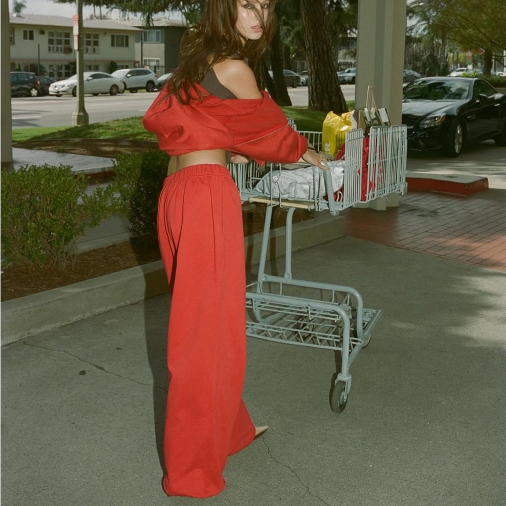 With Jean Red zip up Hoodie